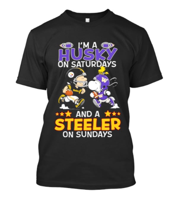 Snoopy Charlie Brown Husky Saturdays Steeler Sundays Football T-Shirt