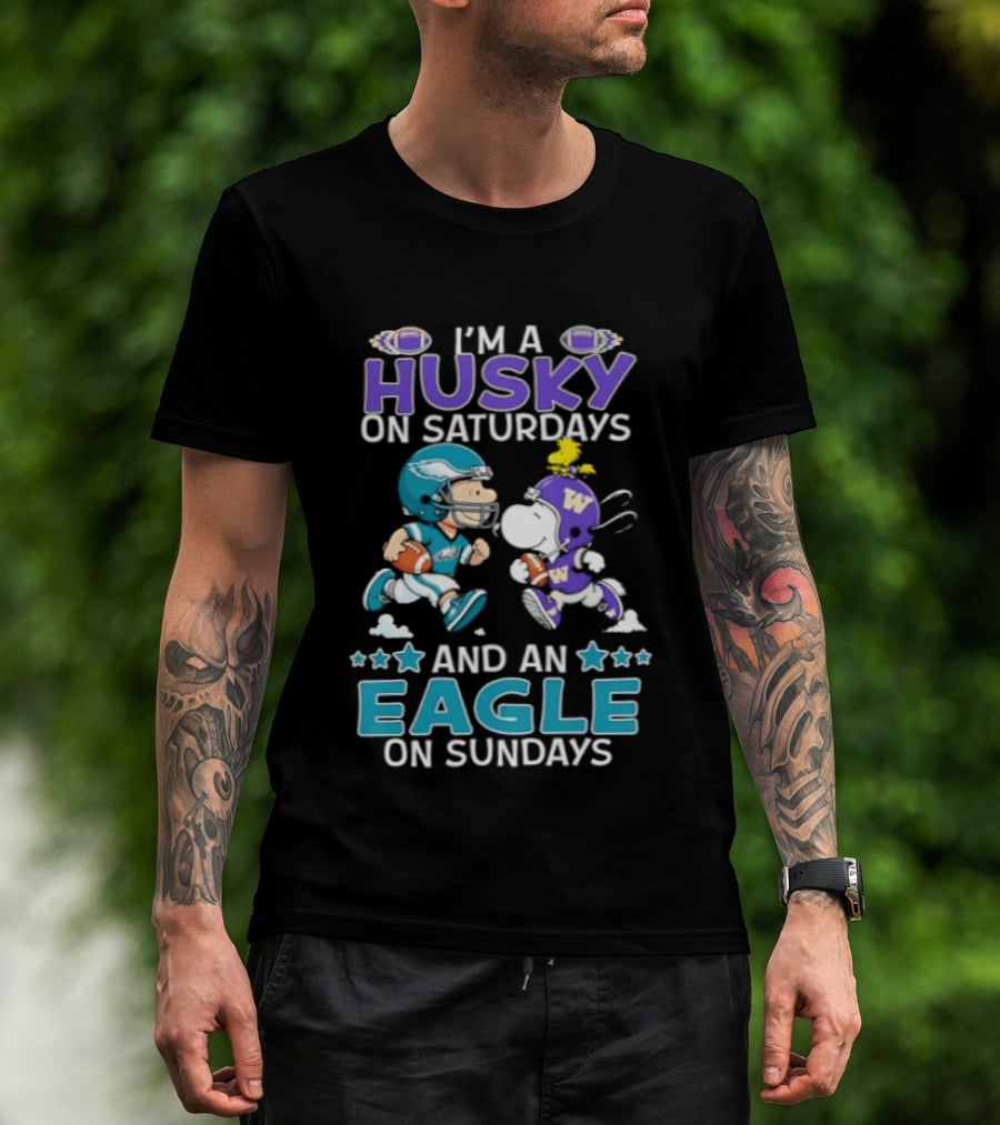 Snoopy And Charlie Brown Husky Saturdays Eagle Sundays T-Shirt