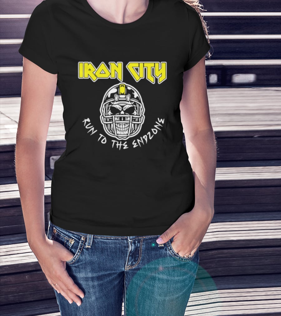 Iron City Run To The Endzone Skull Helmet T-Shirt