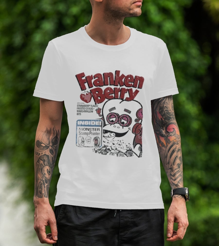 Franken Berry Monster Stamp Printer Inside T-Shirt