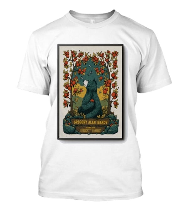 Gregory Alan Isakov October 2026 Show With Bear And Red Flowers T-Shirt