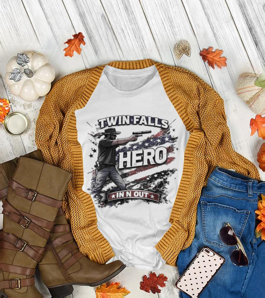 Twin Falls Hero In N Out American Flag Gunman T-Shirt