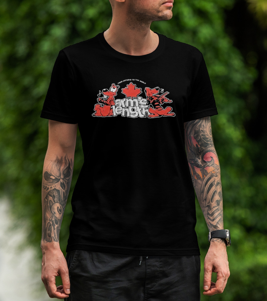 Arm's Length From Ontario To The World Moose Playing Music Canada Maple Leaf T-Shirt