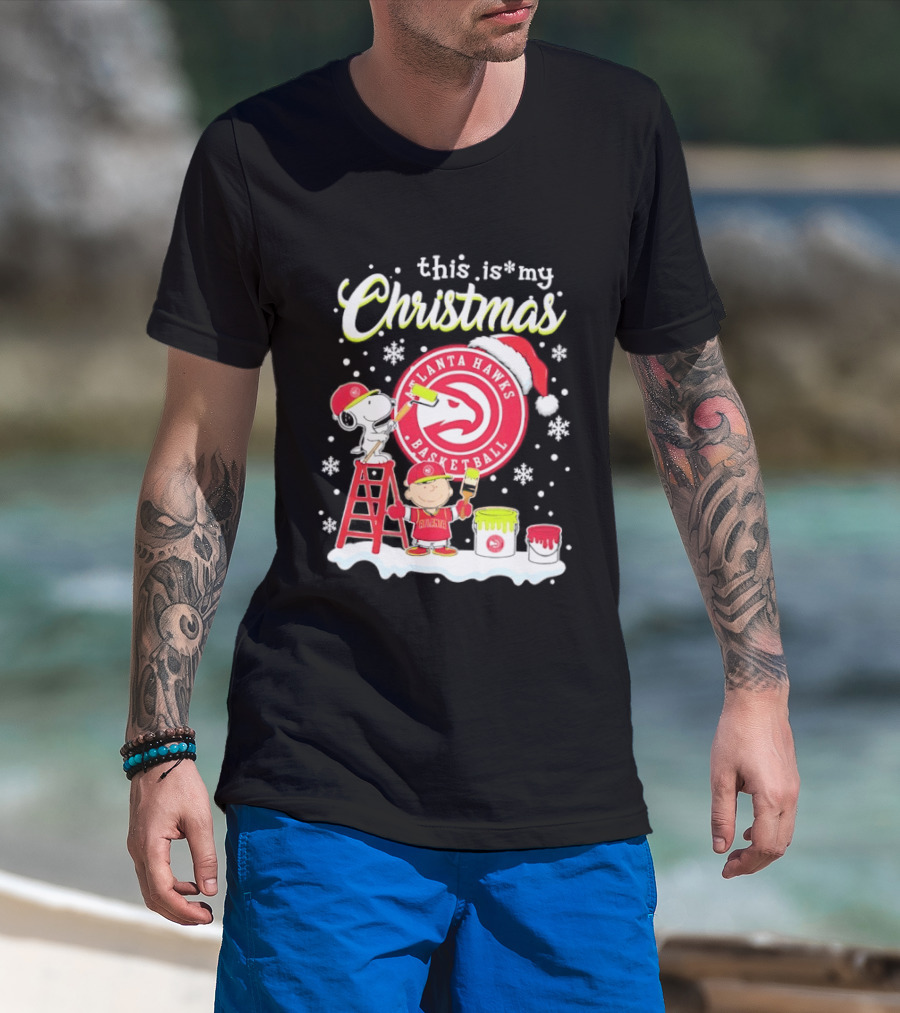 Atlanta Hawks Snoopy Woodstock Charlie Brown Christmas 2026 Basketball T-Shirt