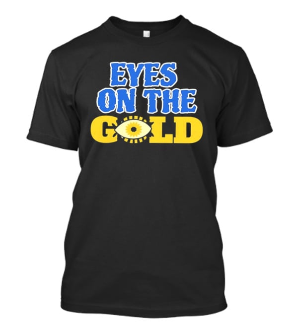 Eyes On The Gold Bold Eye Motif Yellow Blue T-Shirt