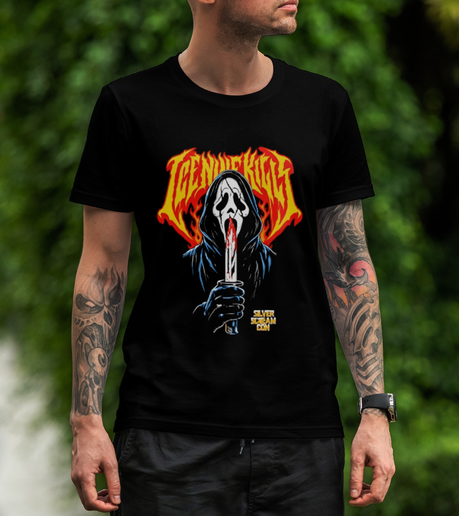 Ice Nine Kills Silver Scream Con V Ghost Mask Bloody Knife October 2 4 2026 DCU Center Worcester MA T-Shirt