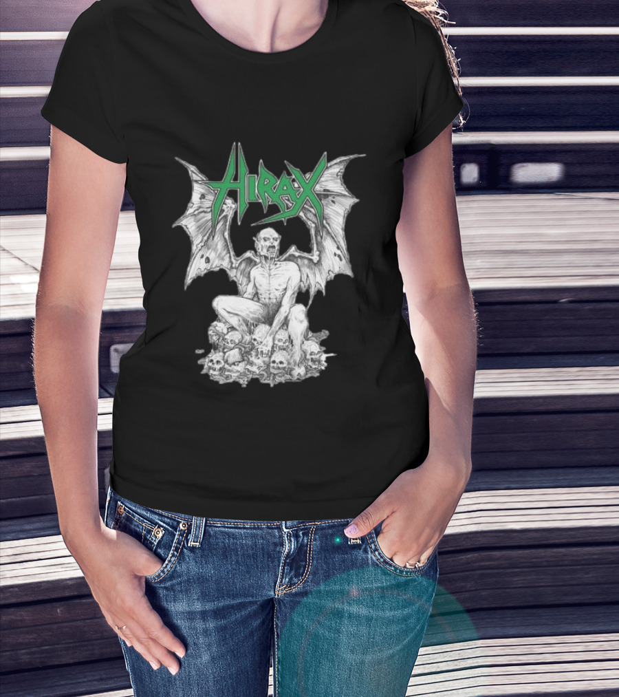 Nightshift Store Hirax 13Th Son Winged Skeleton On Skulls T-Shirt