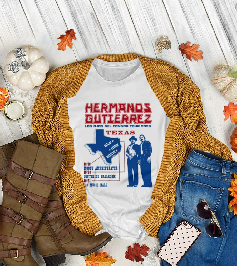 Hermanos Gutierrez Texas Los Ojos Condor Tour Dates October 18 Austin 20 Houston 21 Dallas 2026 T-Shirt