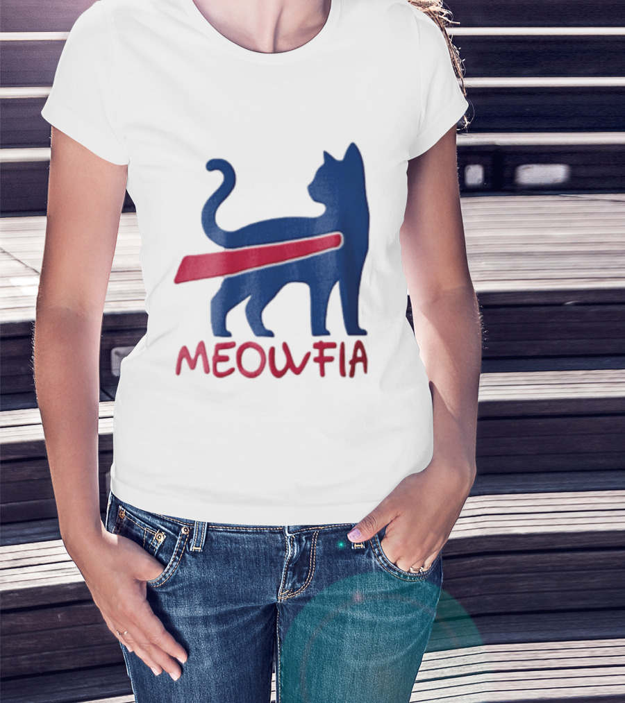 Meowfia Blue Cat Red T-Shirt