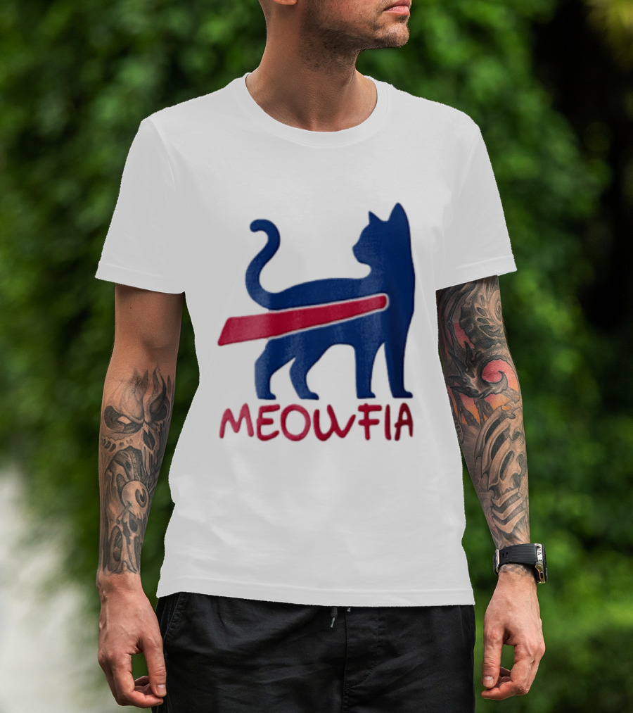 Meowfia Blue Cat Red T-Shirt