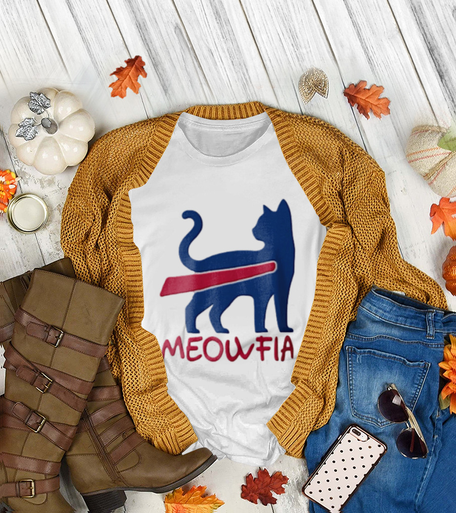 Meowfia Blue Cat Red T-Shirt