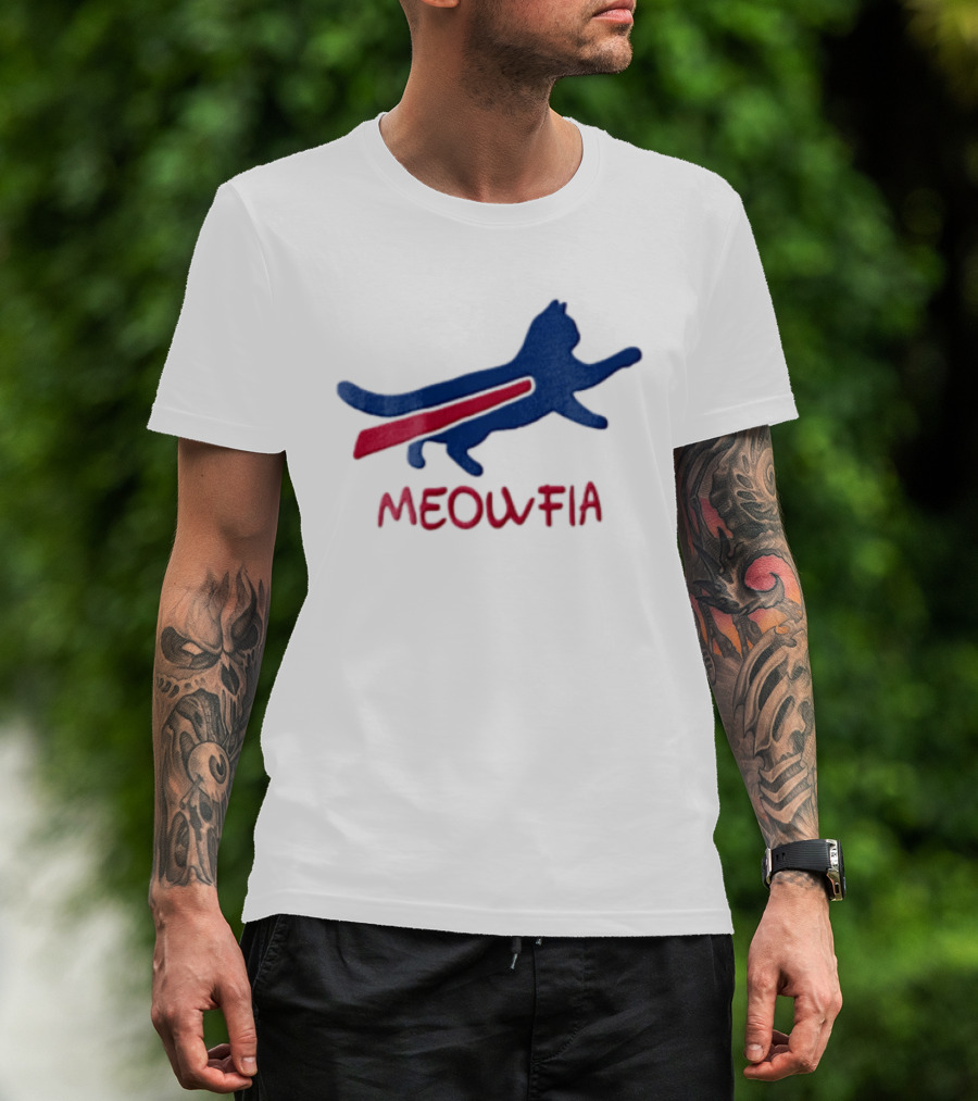 Meowfia Blue Cat Red T-Shirt