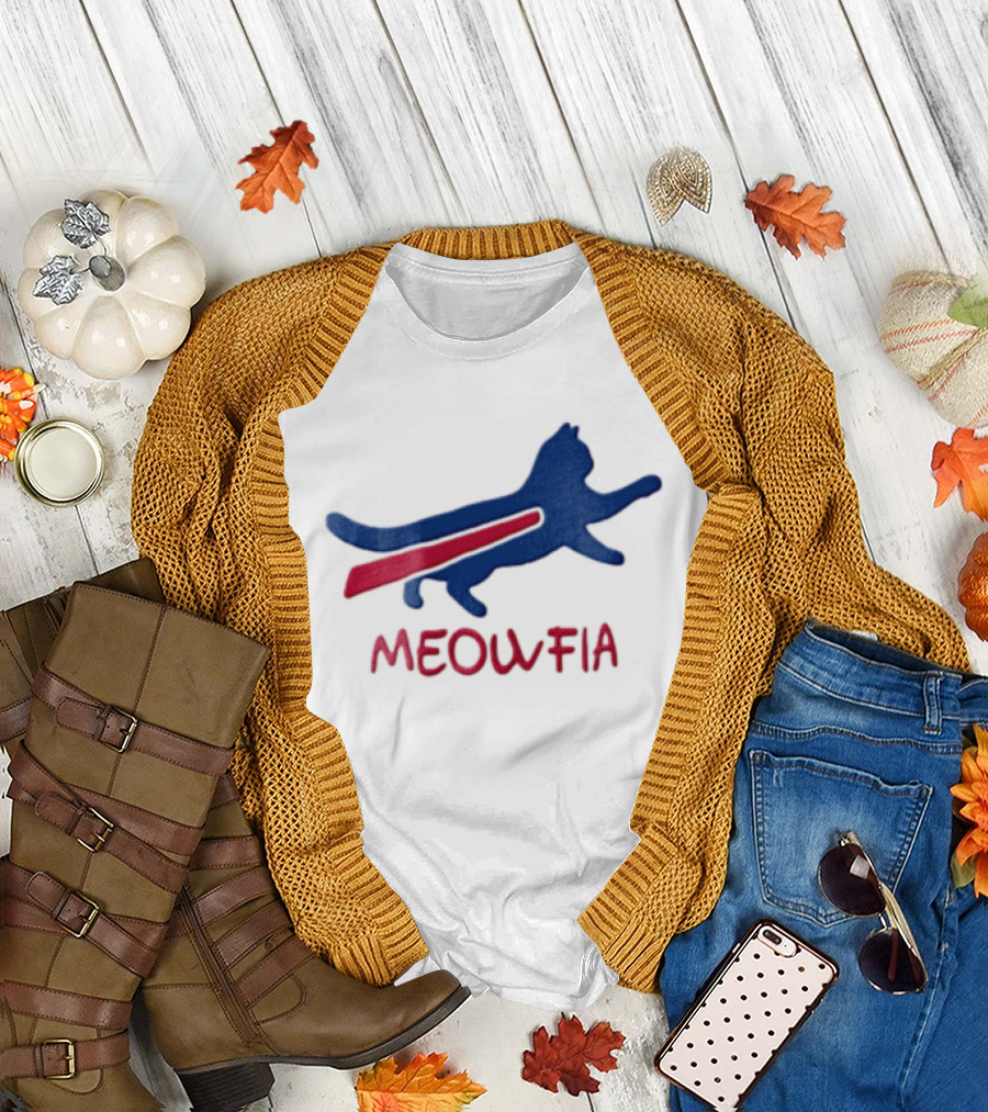 Meowfia Blue Cat Red T-Shirt