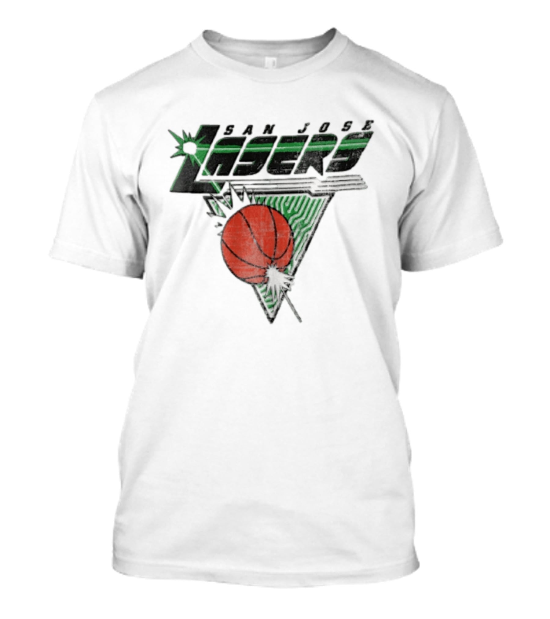 San Jose Lasers Basketball Green Circuit Triangle T-Shirt