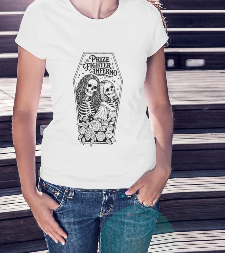 The Prize Fighter Inferno Skeleton Lovers At Neverender Floral Coffin T-Shirt