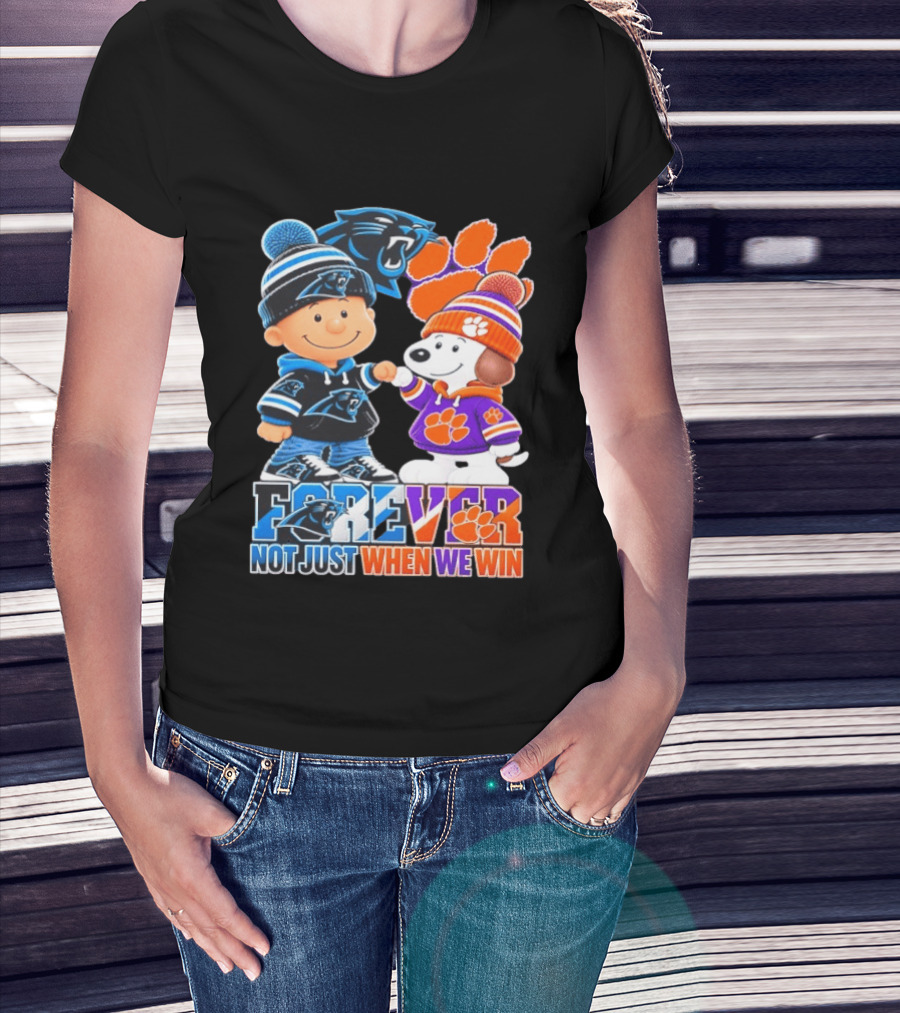 Charlie Brown Snoopy Carolina Panthers Clemson Tigers Forever Not Just When We Win T-Shirt