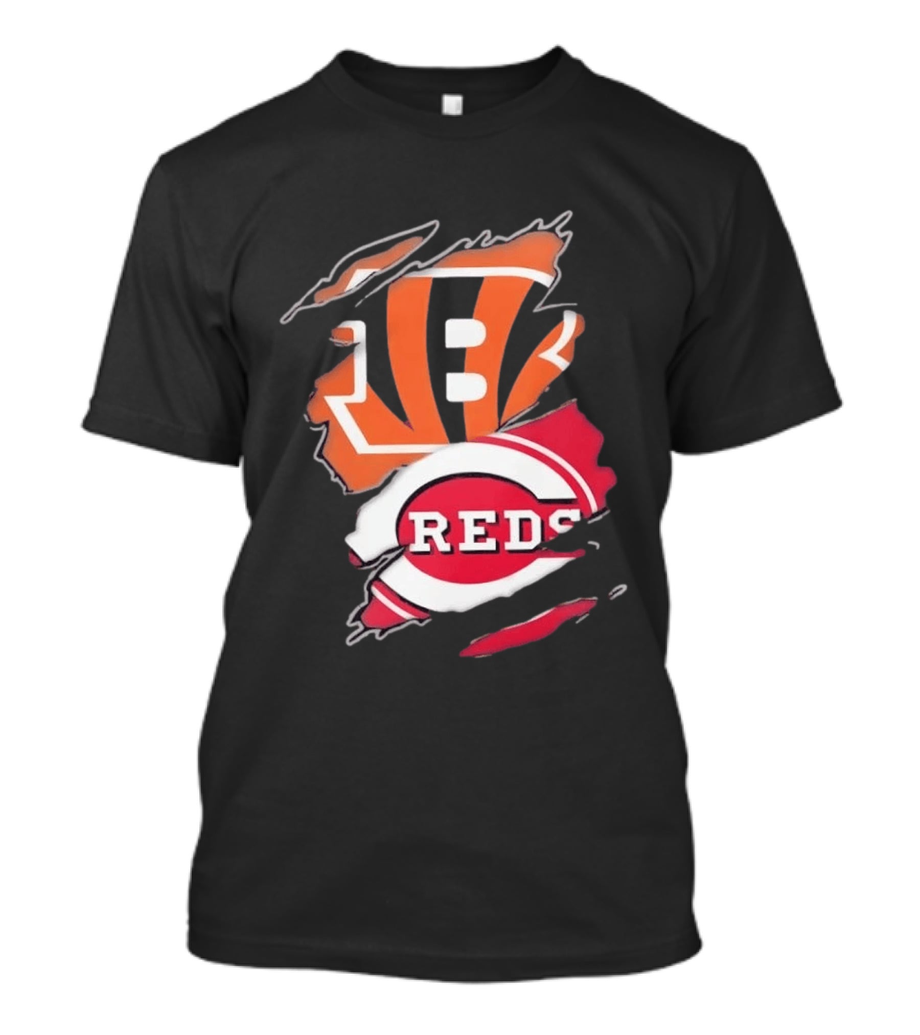 Cincinnati Bengals Reds Distressed Logo Sports Fusion T-Shirt