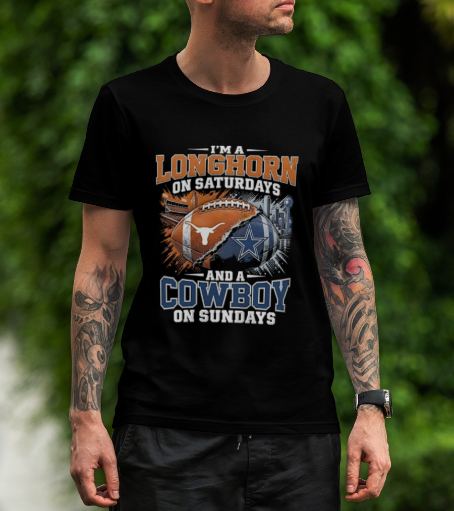 Texas Longhorn On Saturdays Dallas Cowboys On Sundays Fan Gear T-Shirt