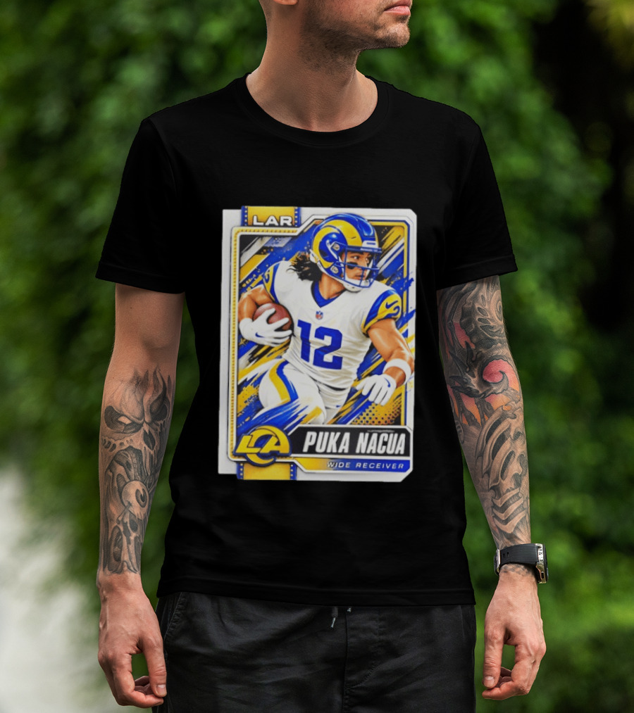 Puka Nacua Los Angeles Rams Wide Receiver LAR Trading Card 2026 T-Shirt