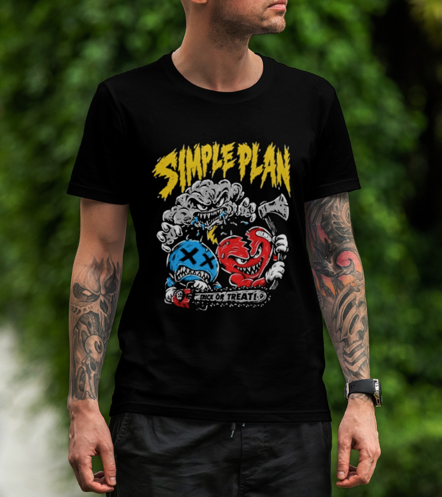 Simple Plan Halloween Trick Or Treat Monsters Axes T-Shirt