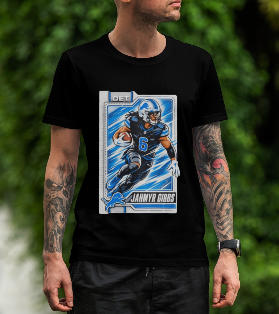 Jahmyr Gibbs DET 6 Football Card Detroit Lions T-Shirt