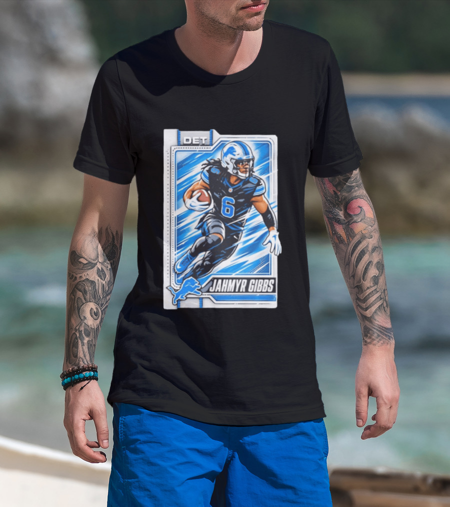 Jahmyr Gibbs DET 6 Football Card Detroit Lions T-Shirt