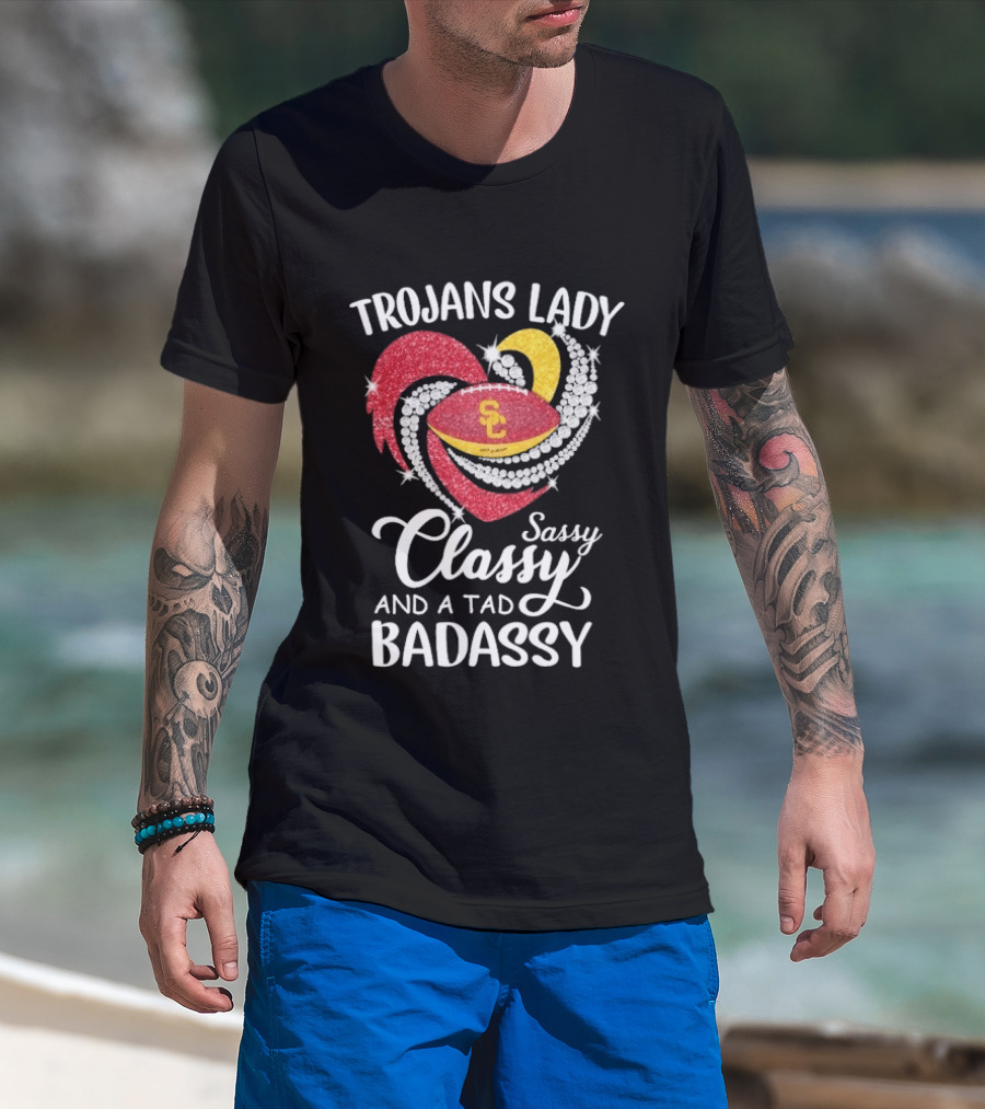 Trojans Lady Classy Sassy And Badassy Diamond Heart USC T-Shirt