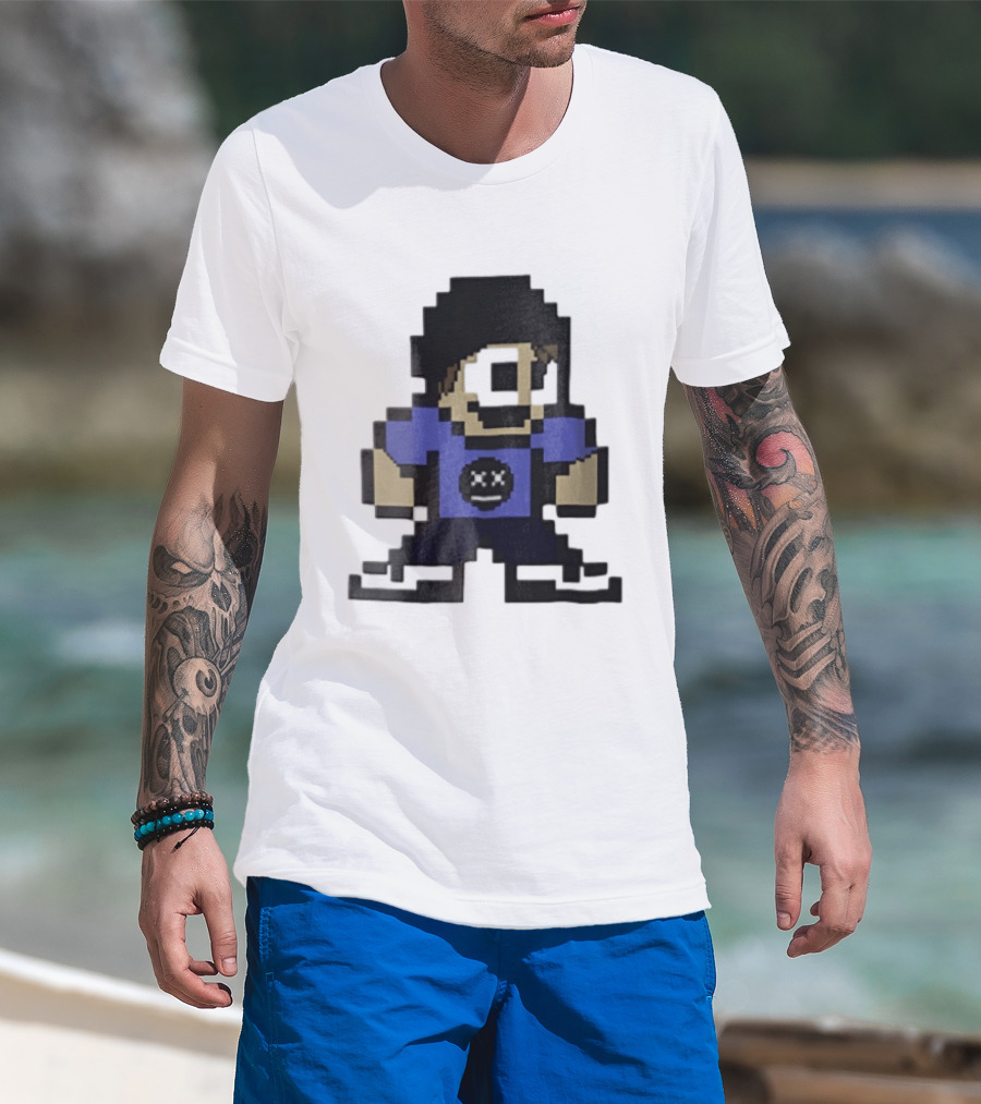 Eddsworld Tom Pixel Art With Black Beanie And Blue T-Shirt