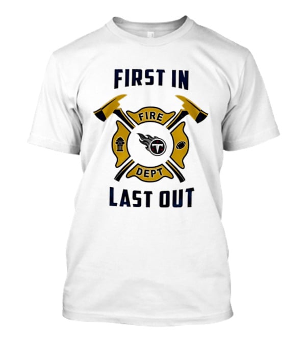 Michigan Wolverines Fire Dept First In Last Out Firefighter Axes T-Shirt
