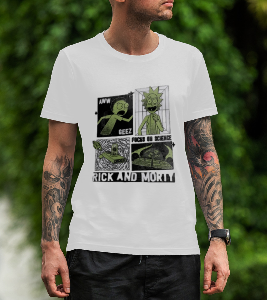 Aww Geez Rick And Morty Focus On Science Spaceship Portal T-Shirt