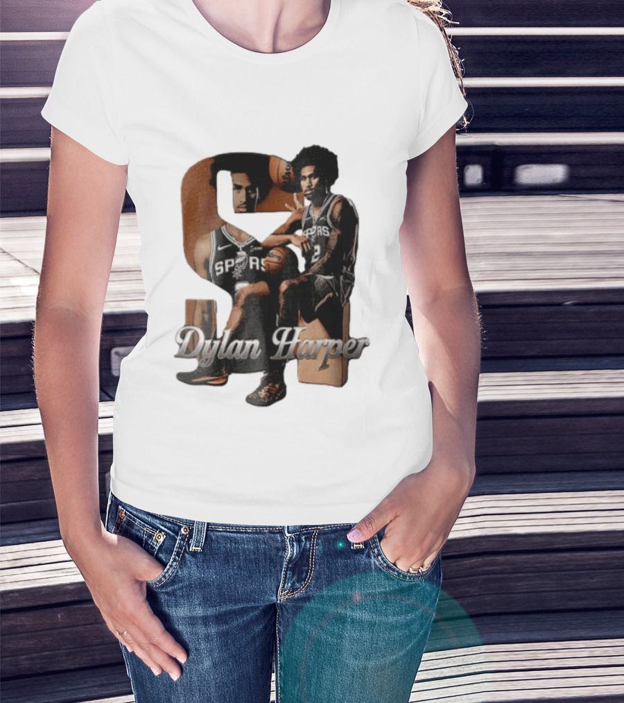 San Antonio Spurs Dylan Harper 2 Sitting Holding Basketball T-Shirt