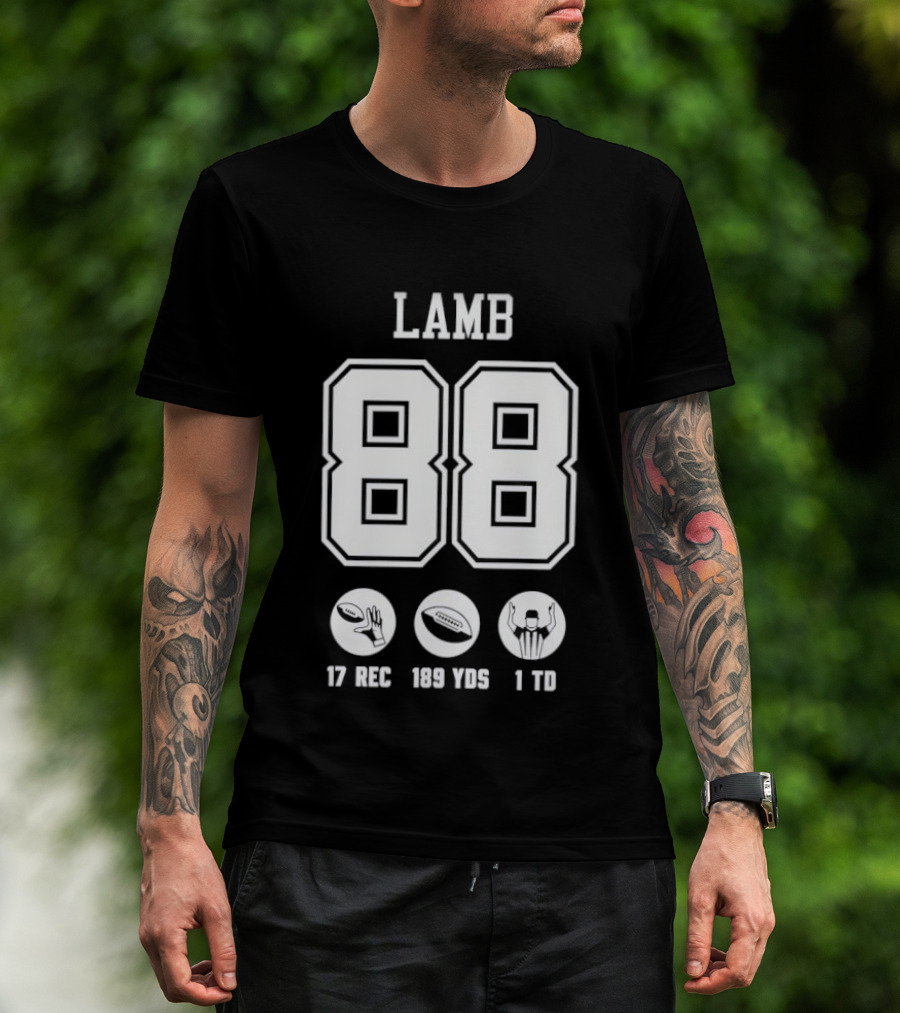 Dallas Cowboys CeeDee Lamb 88 17 Rec 189 Yds 1 Td T-Shirt