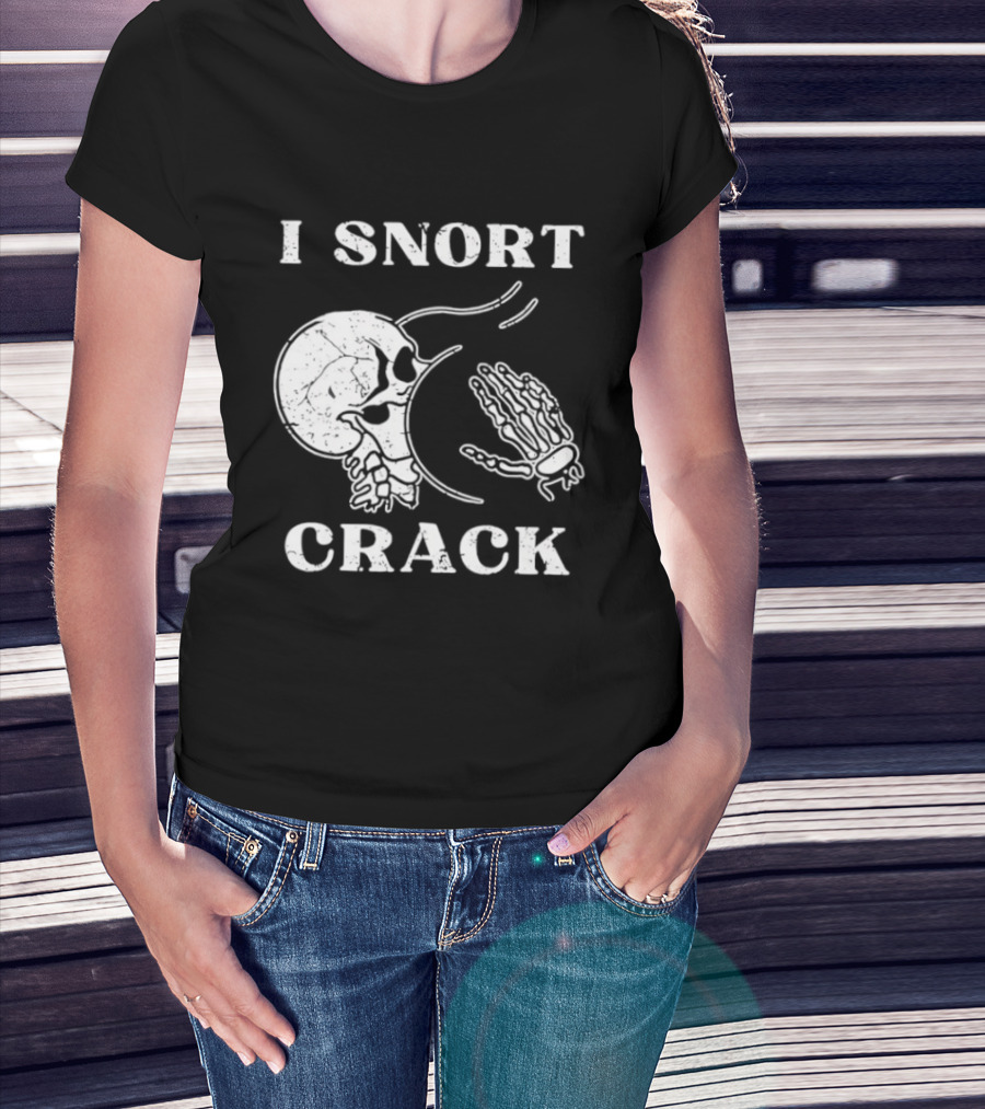 I Snort Crack Skull Skeleton Praying Hands T-Shirt