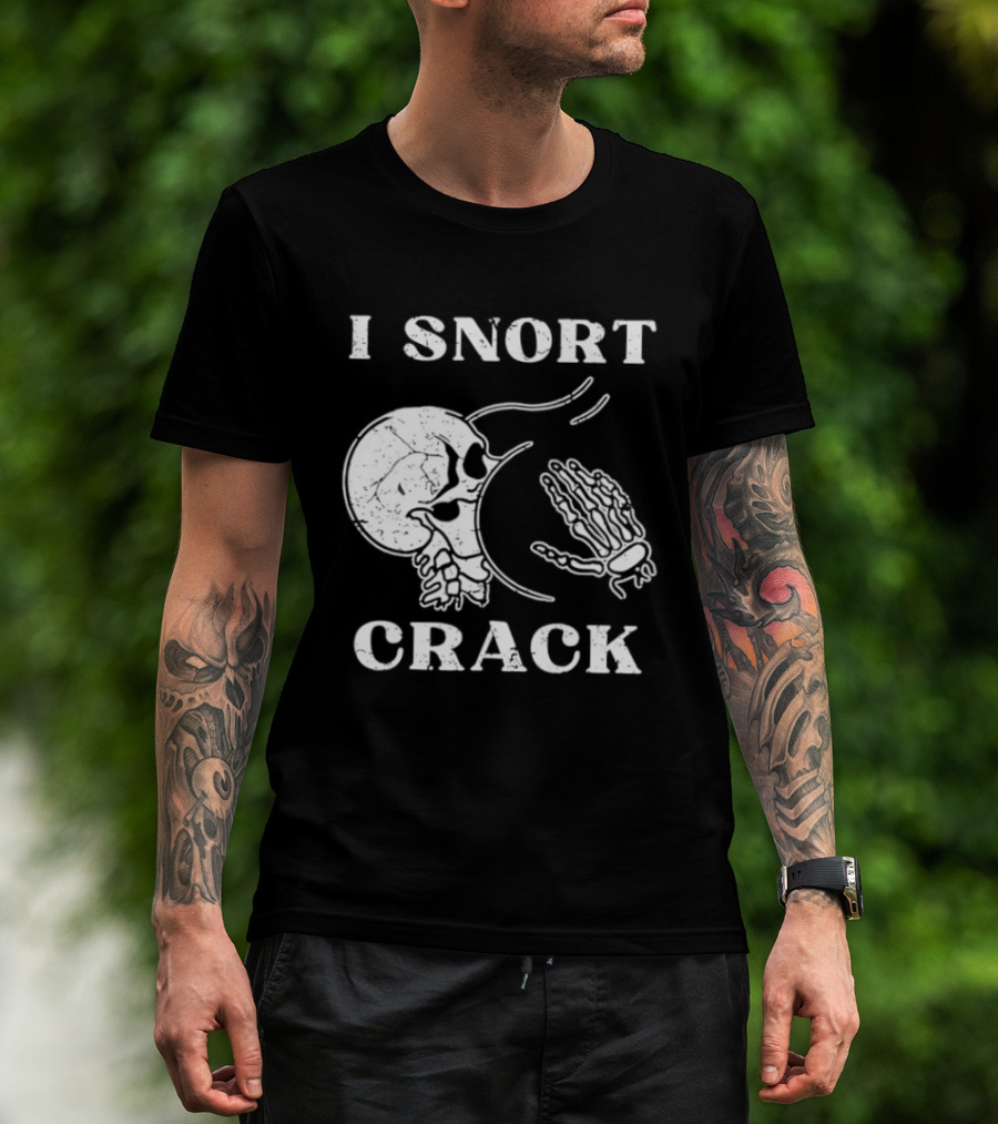 I Snort Crack Skull Skeleton Praying Hands T-Shirt