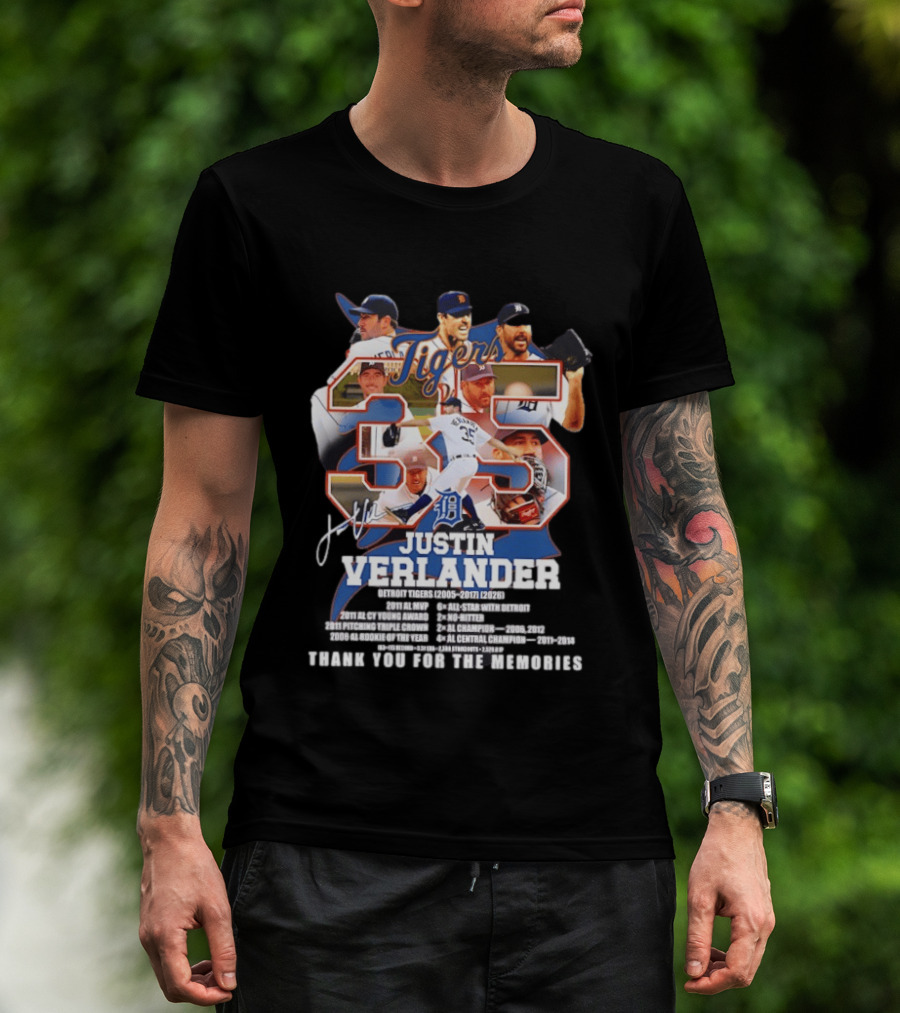 Detroit Tigers Justin Verlander 35 Thank You For The Memories 2026 T-Shirt
