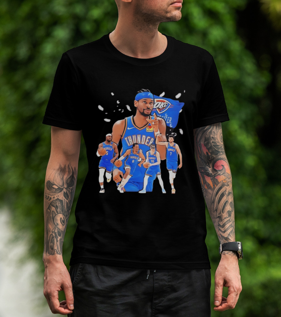 Oklahoma City Thunder 2026 NBA Players Collage With OKC Thunder Logo And Basketball Team Members T-Shirt