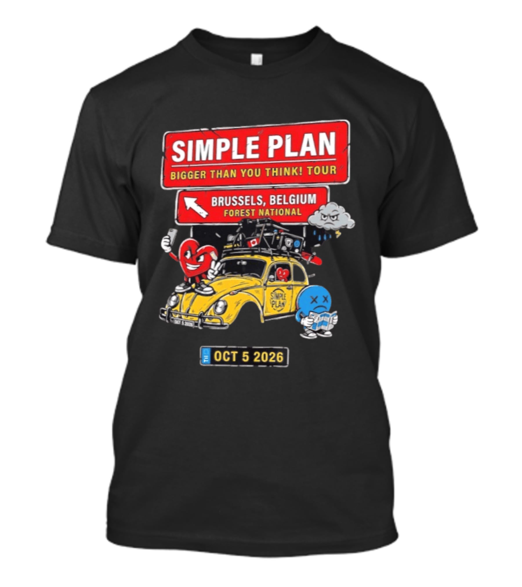 Simple Plan Bigger Than You Think Tour Brussels Belgium Forest National Oct 5 2026 T-Shirt