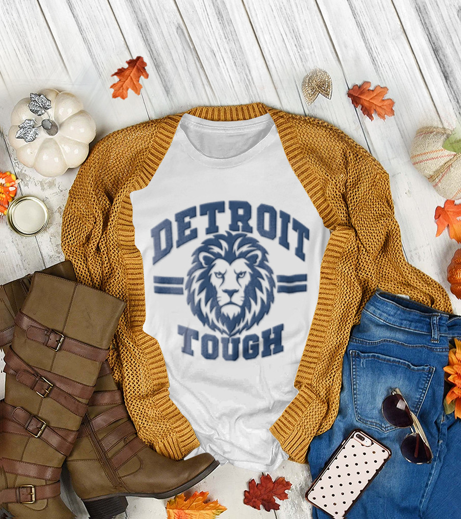 Detroit Tough Blue Lion Head T-Shirt