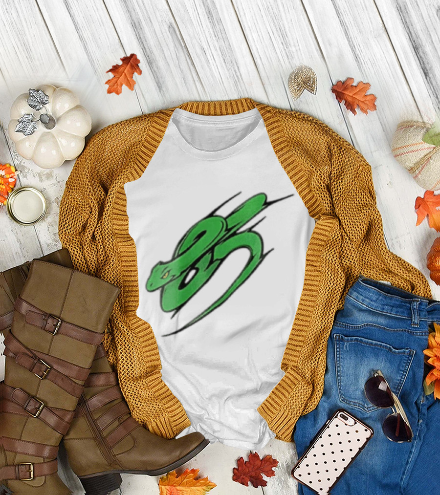Green Snake Shaped Number Five Serpent T-Shirt
