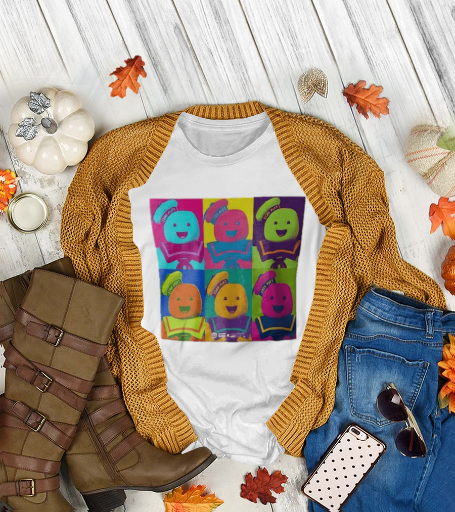 Movie Ghostbusters Stay Puft Marshmallow Man Six Colorful Pop Portraits T-Shirt