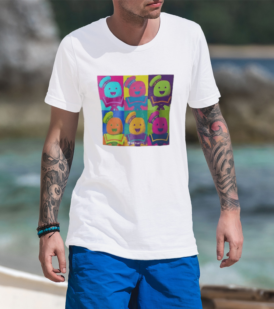 Movie Ghostbusters Stay Puft Marshmallow Man Six Colorful Pop Portraits T-Shirt