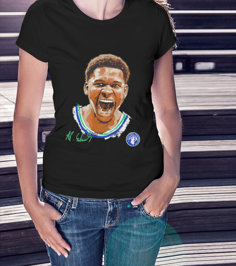 Anthony Edwards Minnesota Timberwolves Basketball Player Signature T-Shirt