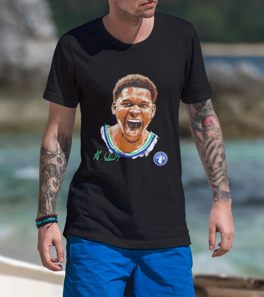 Anthony Edwards Minnesota Timberwolves Basketball Player Signature T-Shirt