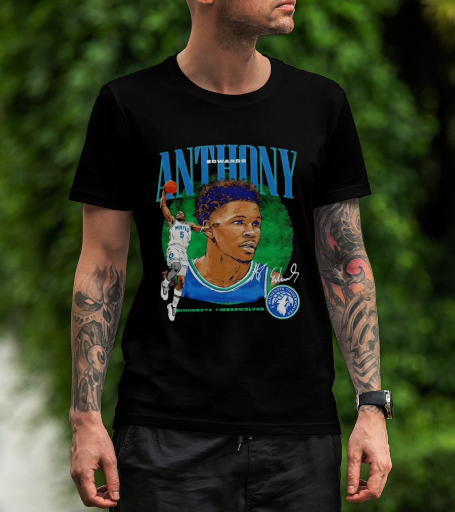 Anthony Edwards No 5 Minnesota Timberwolves Basketball Star Wolves T-Shirt