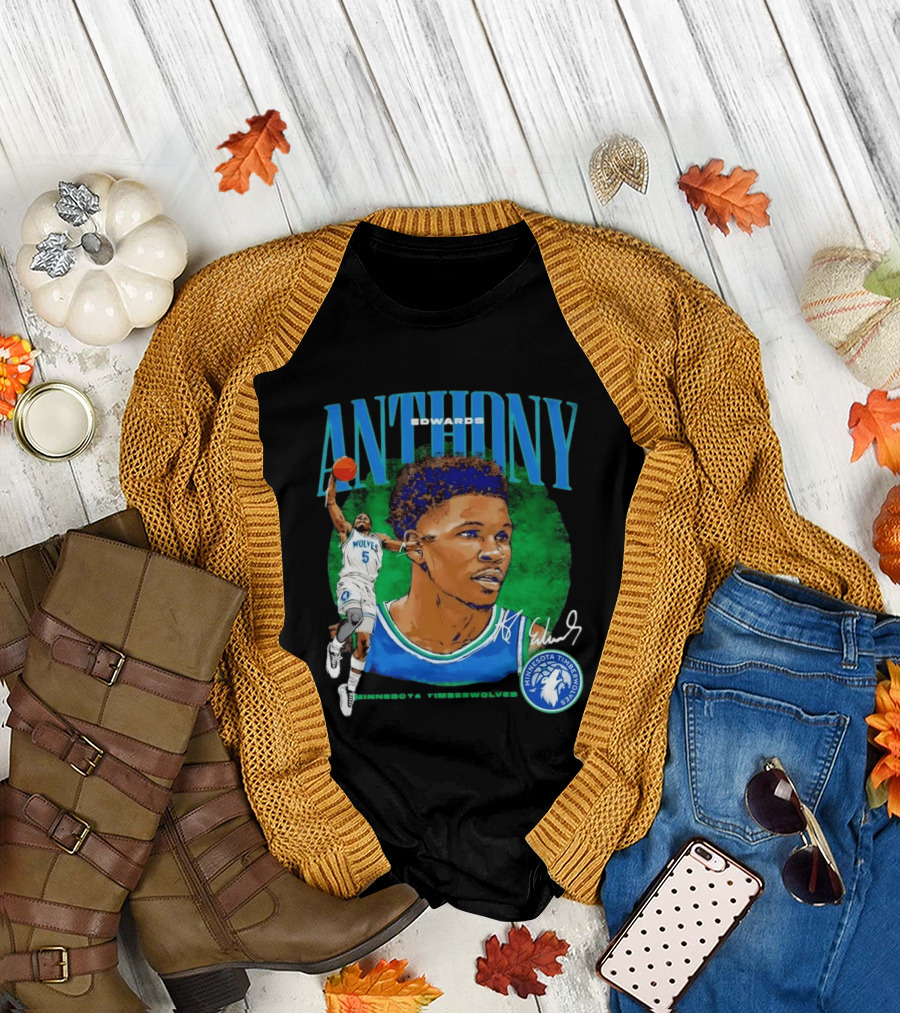Anthony Edwards No 5 Minnesota Timberwolves Basketball Star Wolves T-Shirt