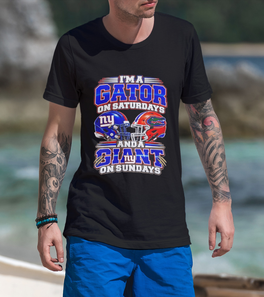 I'm A Gator On Saturdays And A Giant On Sundays NY Helmets T-Shirt