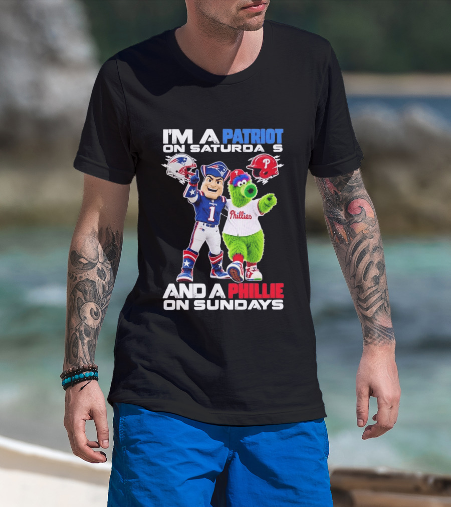 Patriot Saturdays Phillie Sundays Mascots Patriots Phillies T-Shirt