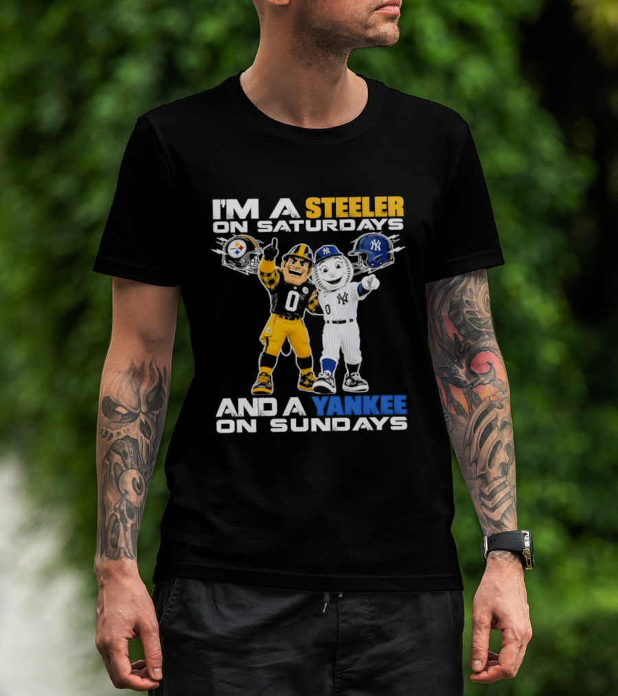 I'm A Steeler On Saturdays And A Yankee On Sundays Football Baseball Mascots T-Shirt