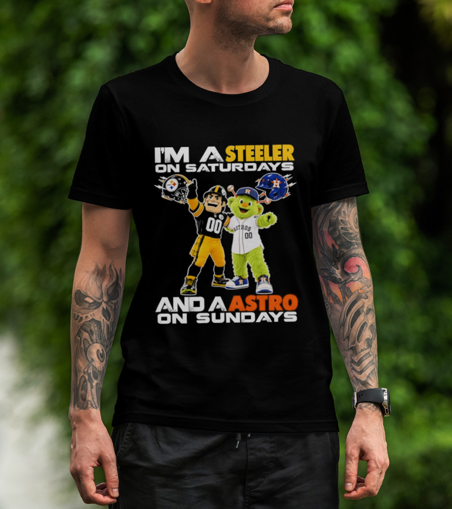 I'm A Steeler On Saturdays And An Astro On Sundays Football And Baseball Mascots T-Shirt