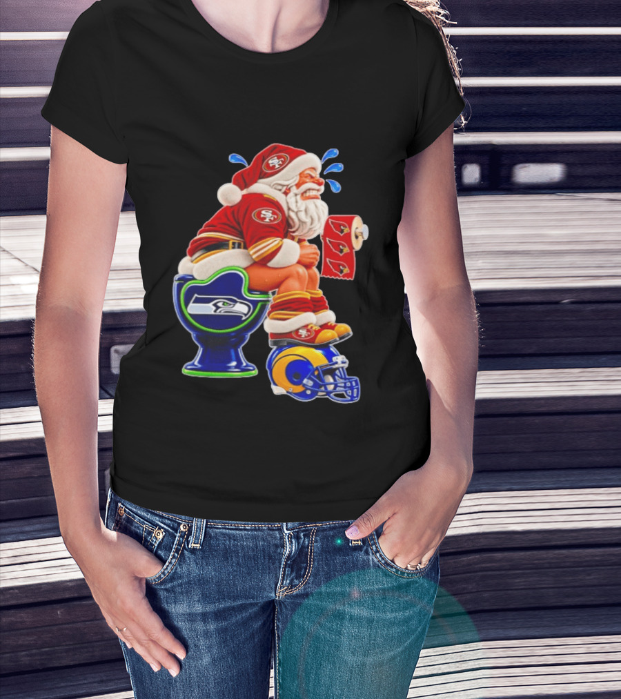 San Francisco 49ers Santa Claus Seahawks Toilet Cardinals Rams Humor T-Shirt